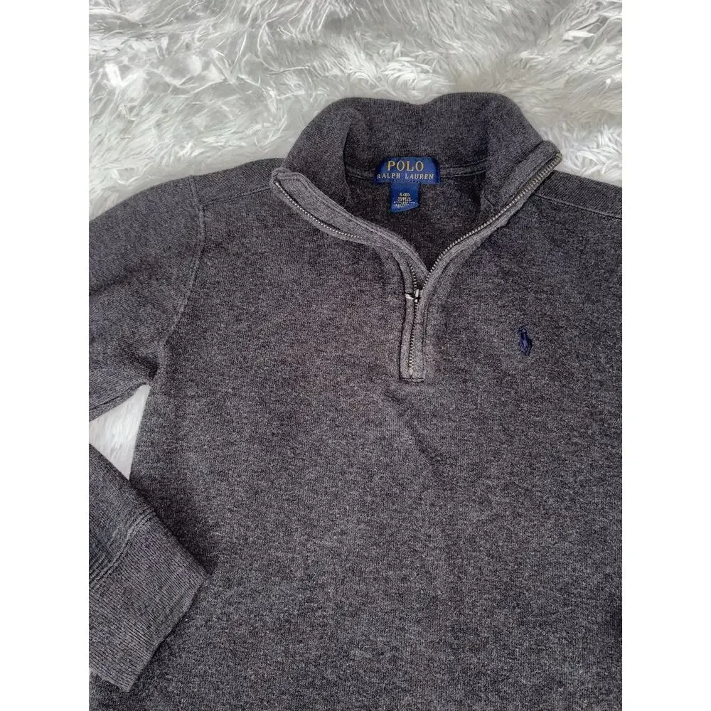 Ralph Lauren Boys 8 Classic 1/4 Zip Charcoal Top. Comf, Exc. Quality